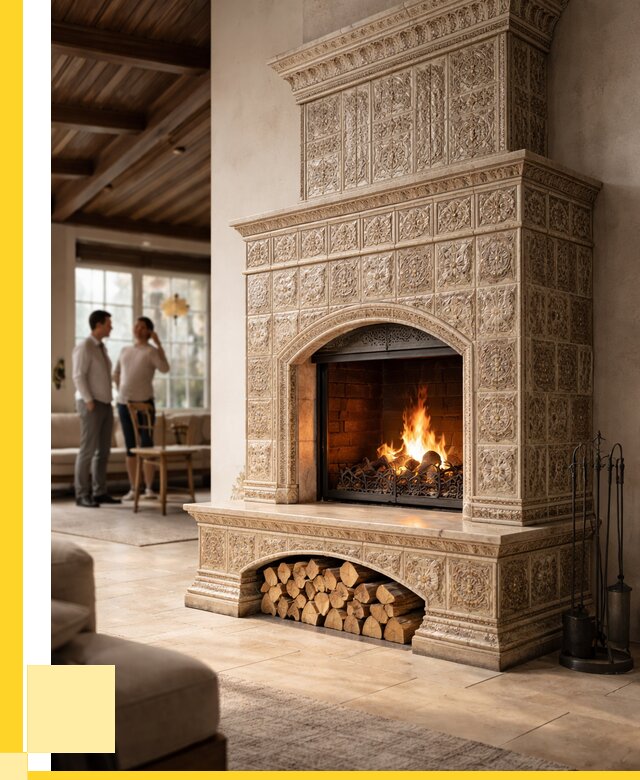 Купить изразцовый камин в Брянске от 268775 р. | ЭриданБнк