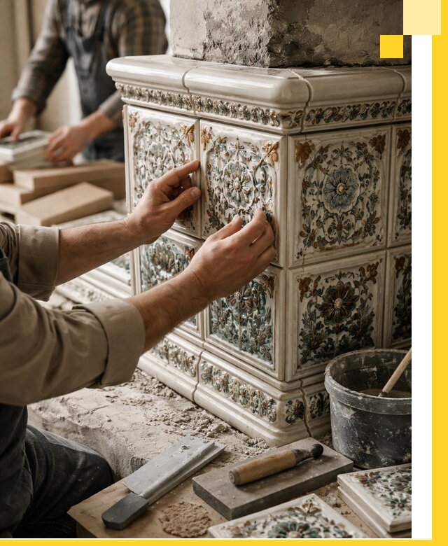 Изразцовые камины под ключ в Брянске: проект и монтаж