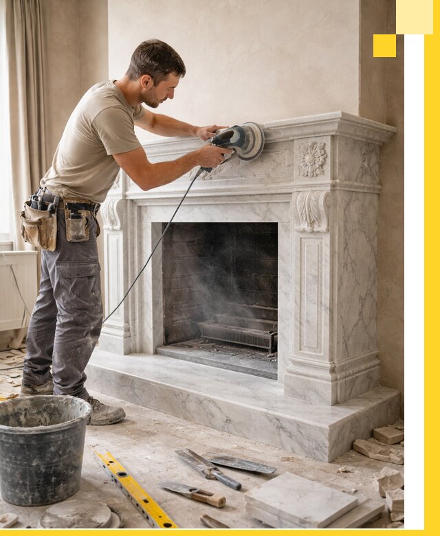 Изготовление и установка мраморных каминов в Брянске под ключ