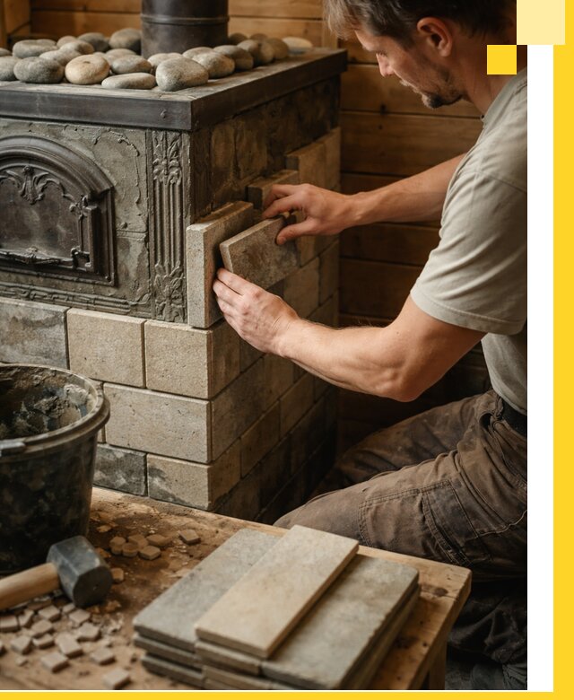 Облицовка банных печей в Брянске профессиональная отделка