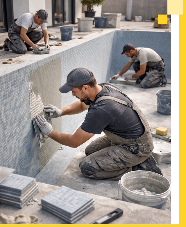 Облицовка бассейнов в Брянске плитка мозаика гидроизоляция