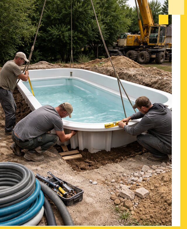 Установка и монтаж композитных бассейнов под ключ в Брянске