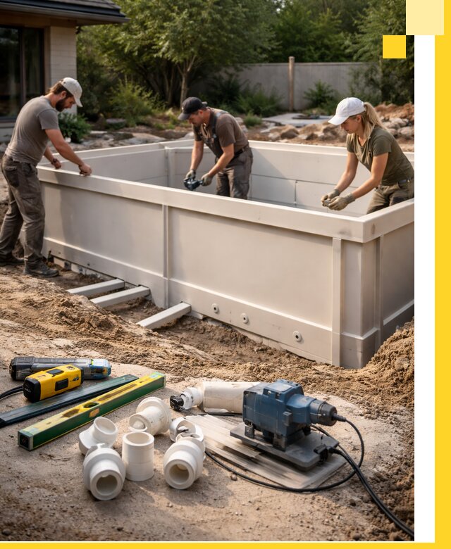 Установка полипропиленовых бассейнов под ключ в Брянске