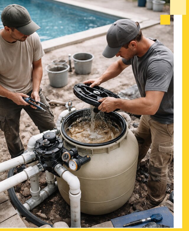 Установка и обслуживание песочных фильтров для бассейнов в Брянске