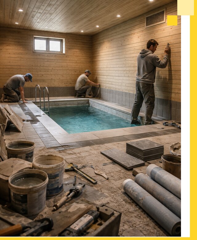 Строительство бани с бассейном и сауной под ключ в Брянске