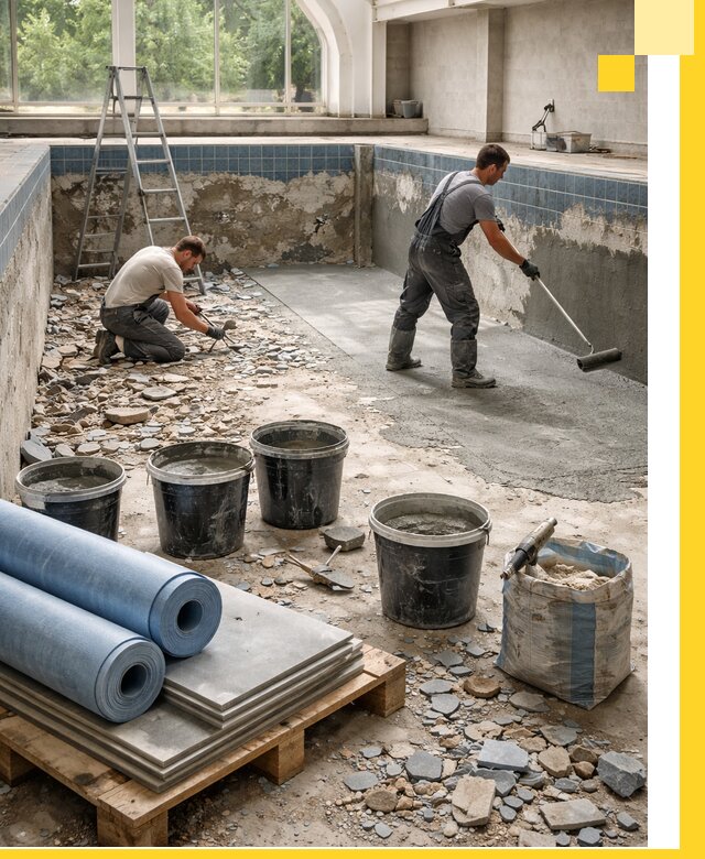 Реконструкция бассейнов в Брянске: ремонт, гидроизоляция