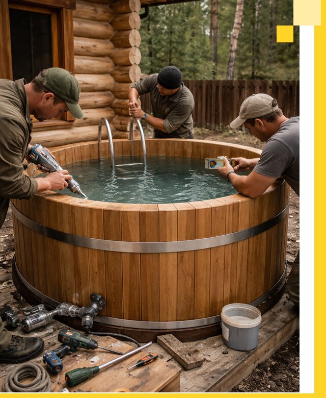 Строительство бань с купелью под ключ и отделкой в Брянске