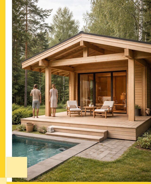 Бани с террасой под ключ в Брянске от 645060 р. | ЭриданБнк