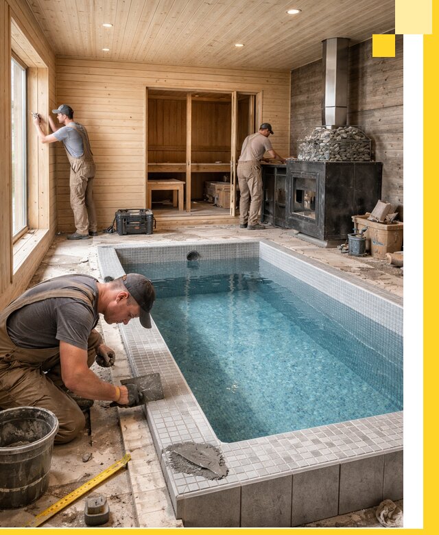 Проект бани с бассейном и сауной в Брянске под ключ