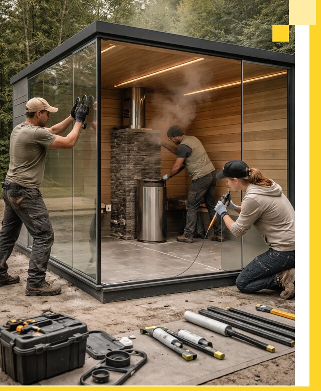 Проектирование и строительство стеклянных бань в Брянске