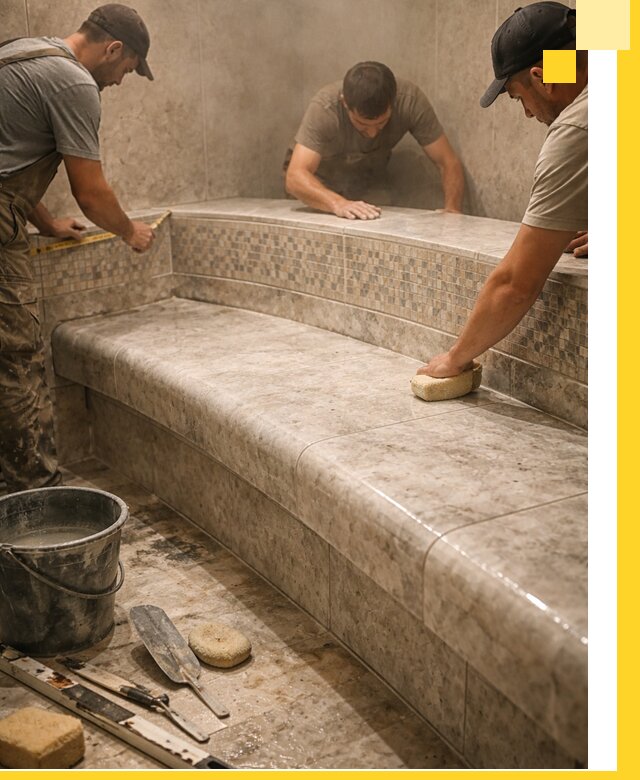 Изготовление и установка сидений для хамама в Брянске