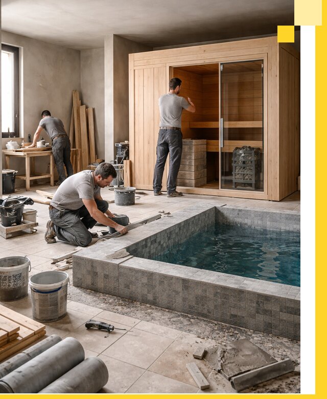 SPA зоны под ключ с бассейном сауной и печью в Брянске